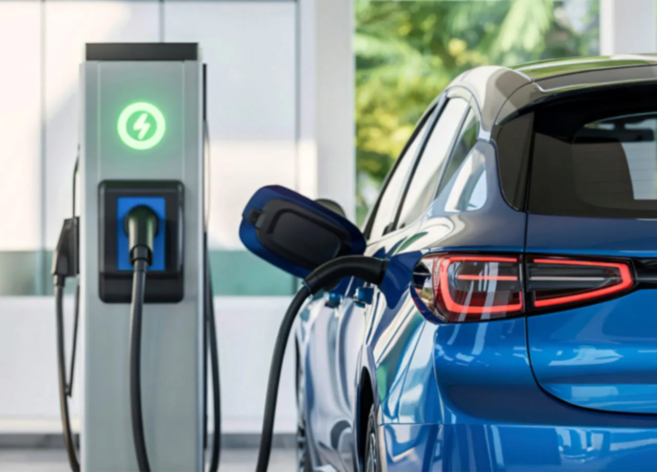 Benzin wird an der Zapfsäule immer teurer und Vattenfall senkt die Preise an Schnelladesäulen. Ein E-Auto wird geladen.